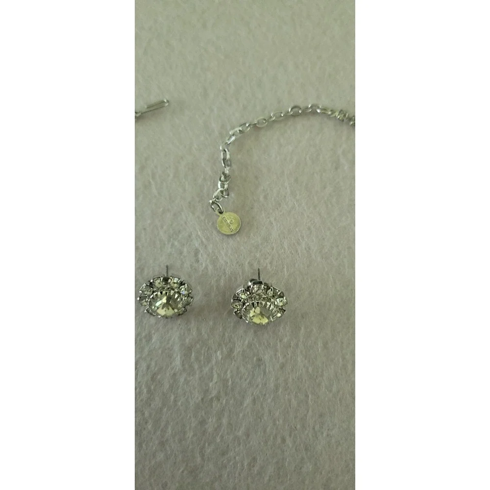 1974 Emmons Crystal Lights Miss America Rhinestone Necklace Earrings Set